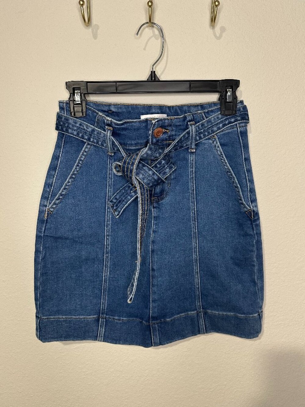 LC Lauren Conrad Denim Blue Tie Waist Mini Skirt